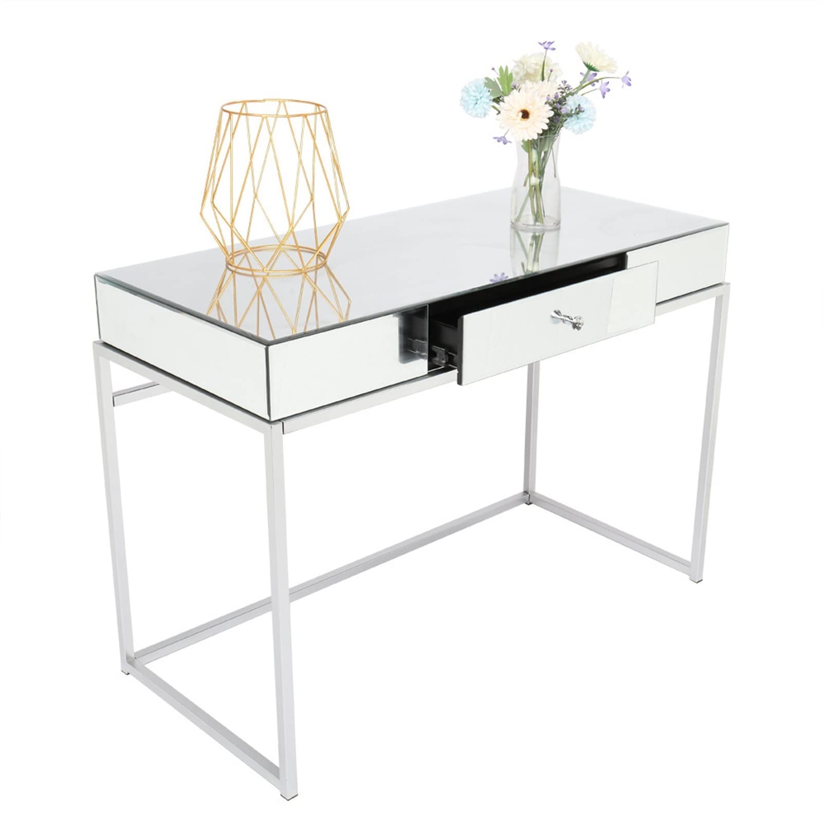 White Vanity Desk with Mirror & Drawer for Women - Perfect for Makeup & Dressing