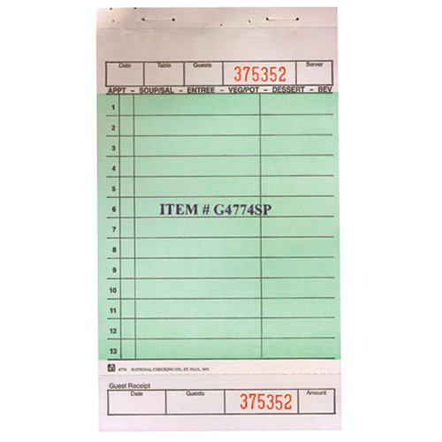 G4797 Carbonless Two-Part Guest Checks for Restaurants, Cafes & Hospitality Businesses - Durable Order Tickets for Efficient Service