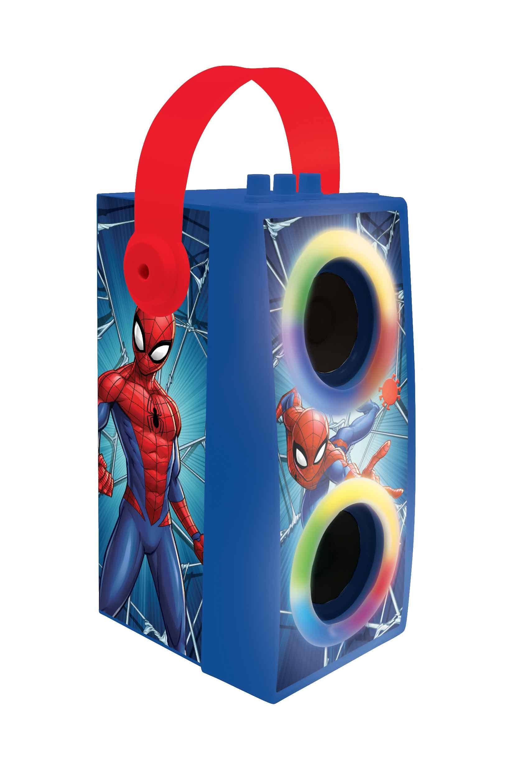 Lexibook Spider-Man Portable Bluetooth Speaker with Microphone - Wireless Karaoke Speaker with LED Light Effects, USB/SD Card Support & Rechargeable Battery (Blue/Red, BTP180SPZ) - Perfect for Kids' Parties, Home Karaoke & Outdoor Gatherings