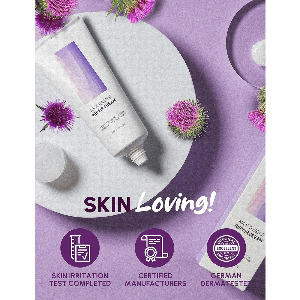 BANOBAGI Milk Thistle Repair Cream 50ml - Soothing Facial Moisturizer for Dry & Sensitive Skin | Korean Skincare for Night & Day Use