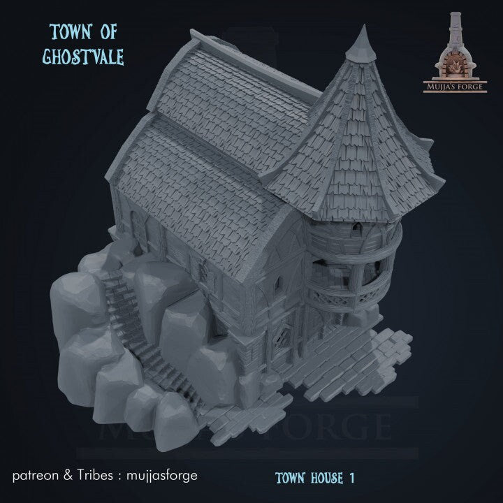 Town House 1 - Spooky Ghostvale Themed Home Decor for Halloween & Gothic Interior Design | Perfect for Haunted House Parties, Horror Movie Nights & Dark Aesthetic Bedrooms