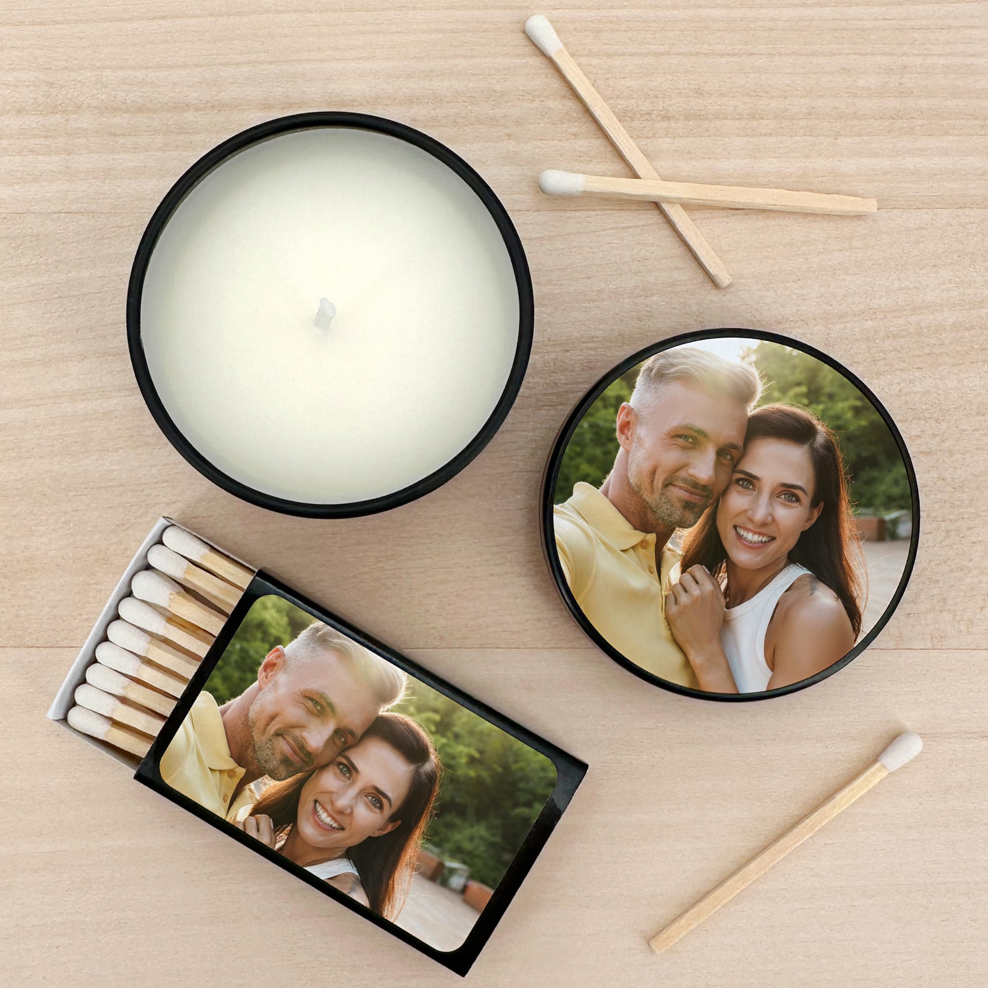 Personalized Custom Candles with Photo - Set of 10 Black Tin Wedding Favors, Bulk Scented Candles for Weddings, Anniversaries & Home Decor