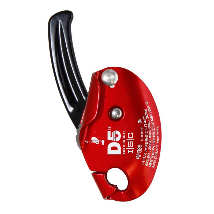 ISC D5 Industrial Descender - Professional Rope Descender for Climbing, Rappelling & Rescue Operations - Heavy Duty Red Aluminum Descender for Safety & Speed Control