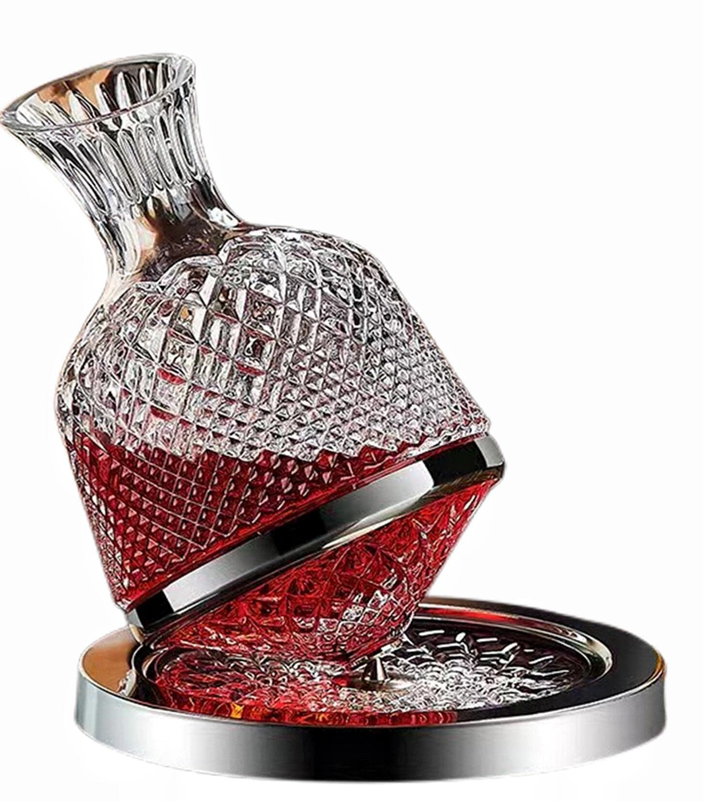 Premium 1.5L Hand-Blown Crystal Wine Decanter Set with Aerator - Elegant Spinning Carafe for Red Wine Aeration | Perfect Wine Gift for Father's Day, Anniversary & Special Occasions | Ideal for Wine Tasting, Dinner Parties & Home Bars