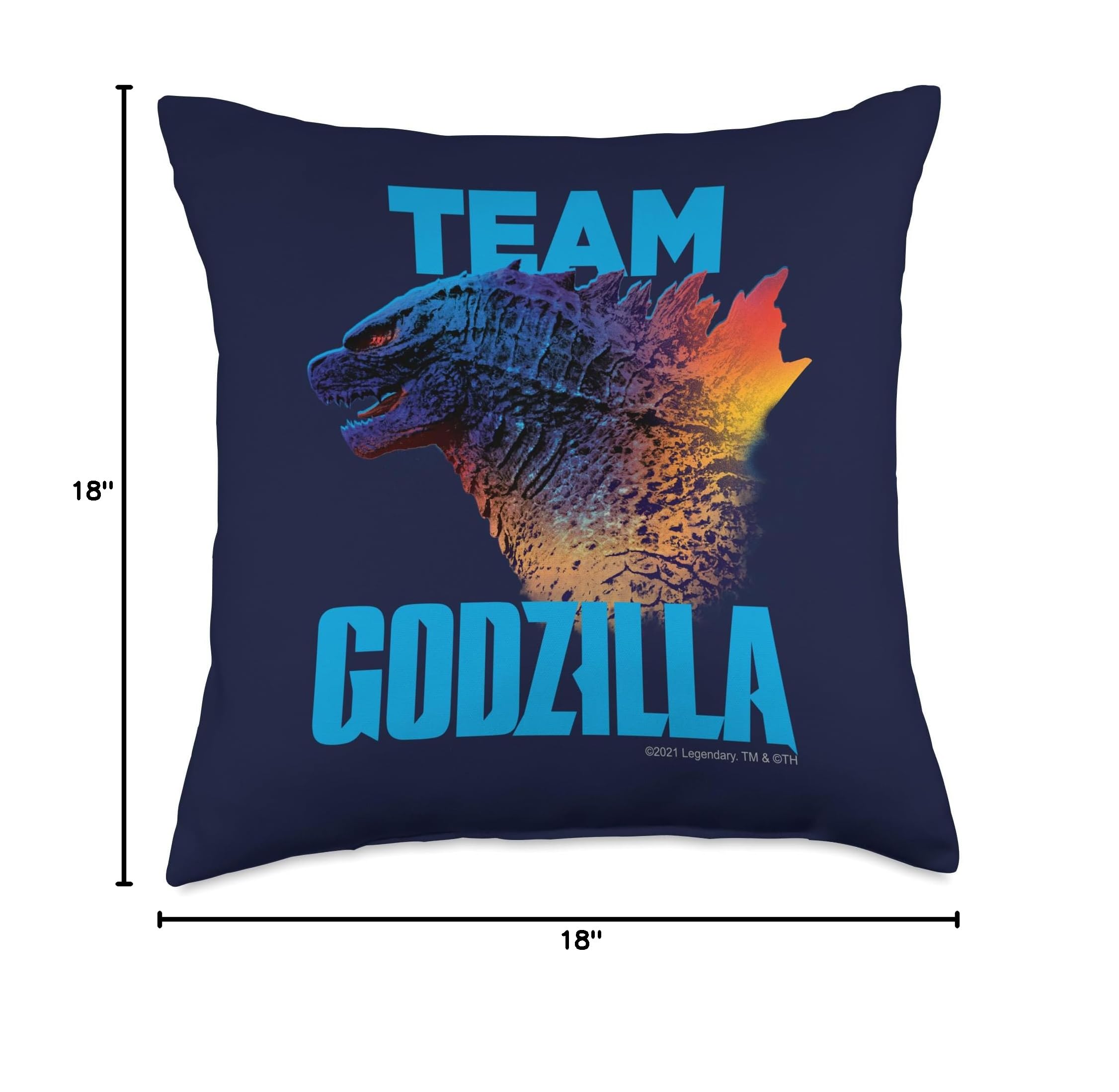Godzilla vs Kong - Official Team Godzilla Neon Throw Pillow - Soft Decorative Cushion for Movie Fans, Gaming Room & Anime Lover's Bedroom