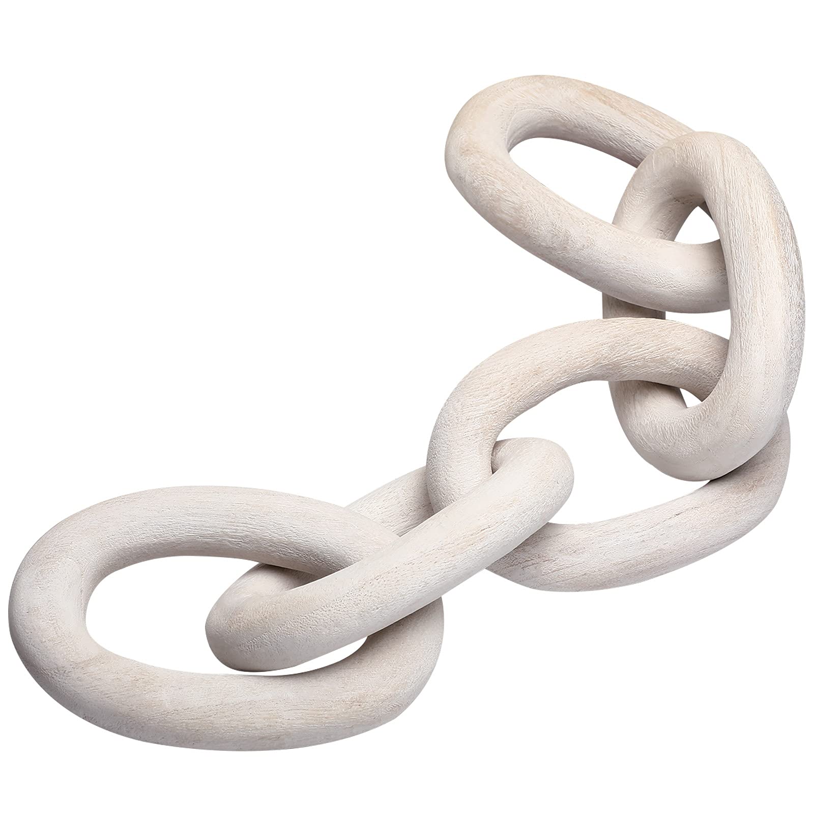 Decorative Wood Link Chain - 5 Link Wooden Chain Decor for Home, Office, Party & Family Events - Natural White Rustic Home Decor for Wall, Shelf & Tabletop Display