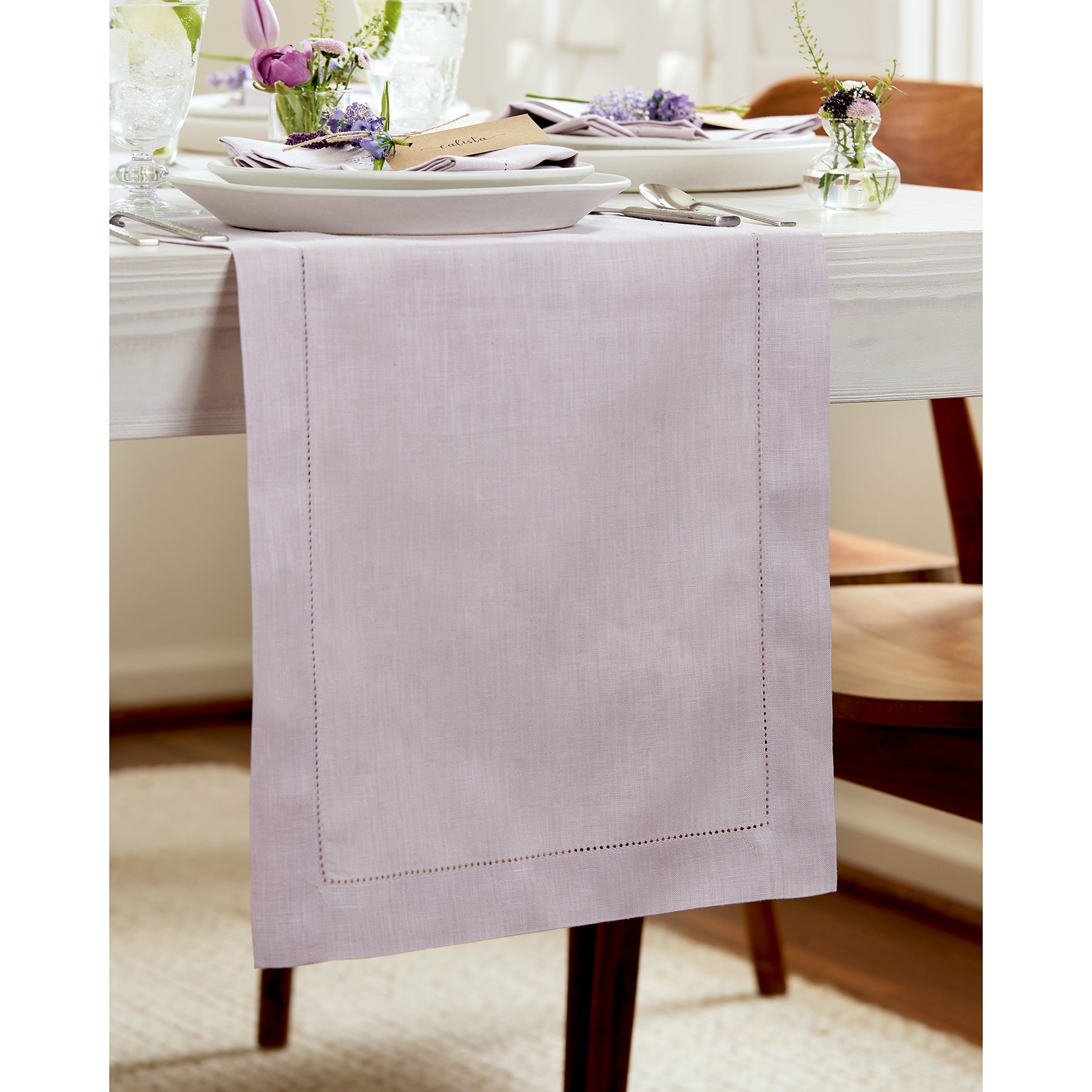 Elegant Classic Hemstitch Table Runner - Premium Linen Dining Decor for Weddings, Parties & Home Styling