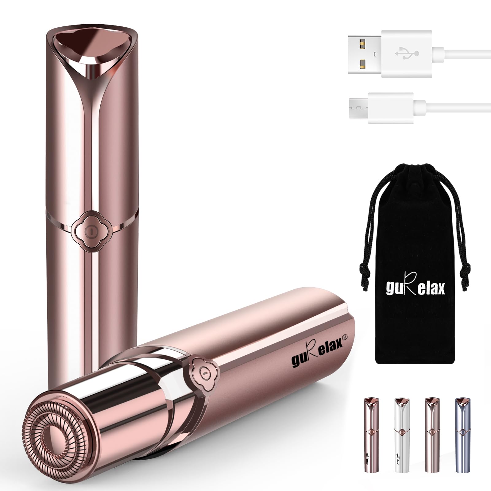 USB Rechargeable Painless Facial Hair Remover for Women - Pain-Free Hair Removal Device with LED Light for Peach Fuzz, Fine Hair, Chin, Cheek & Upper Lip | Includes Flannel Bag | Perfect for At-Home Salon Experience & Travel