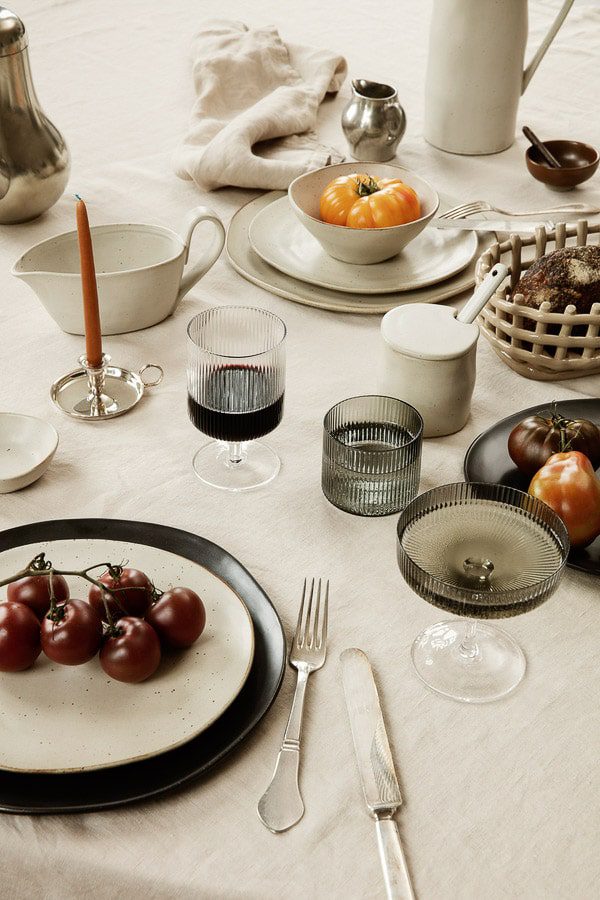 FERM LIVING Ripple Low Glasses Set of 4 - Smoked Grey Modern Drinking Glasses for Water, Juice & Cocktails - Perfect for Home Bar, Dinner Parties & Everyday Use