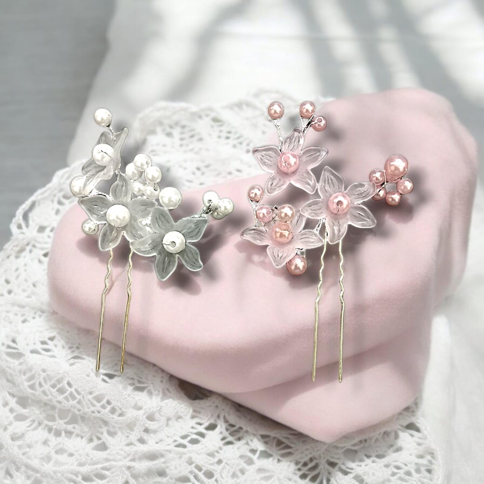 Elegant Floral Pearl Hair Pins for Women & Girls - 4 Pack Wedding Hair Accessories with Crystal Beads | Perfect for Bridal, Prom, Party & Special Occasions