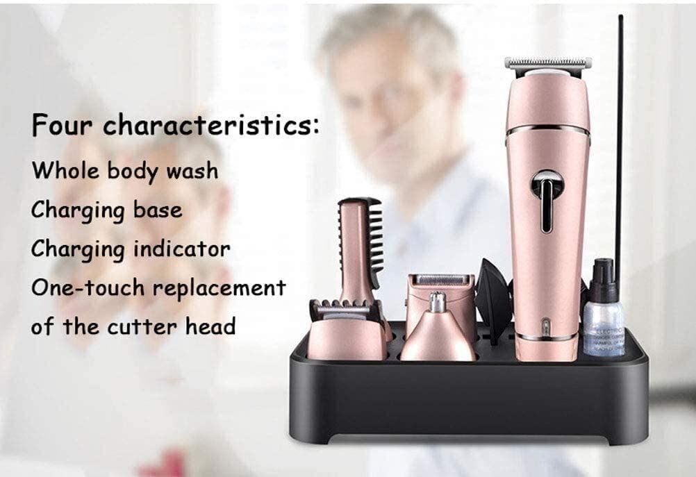 Professional 5-in-1 Electric Razor & Hair Clipper Set - Painless Shaver, Nose & Chest Hair Trimmer for Men - Black | Perfect for Home Grooming, Travel & Personal Care