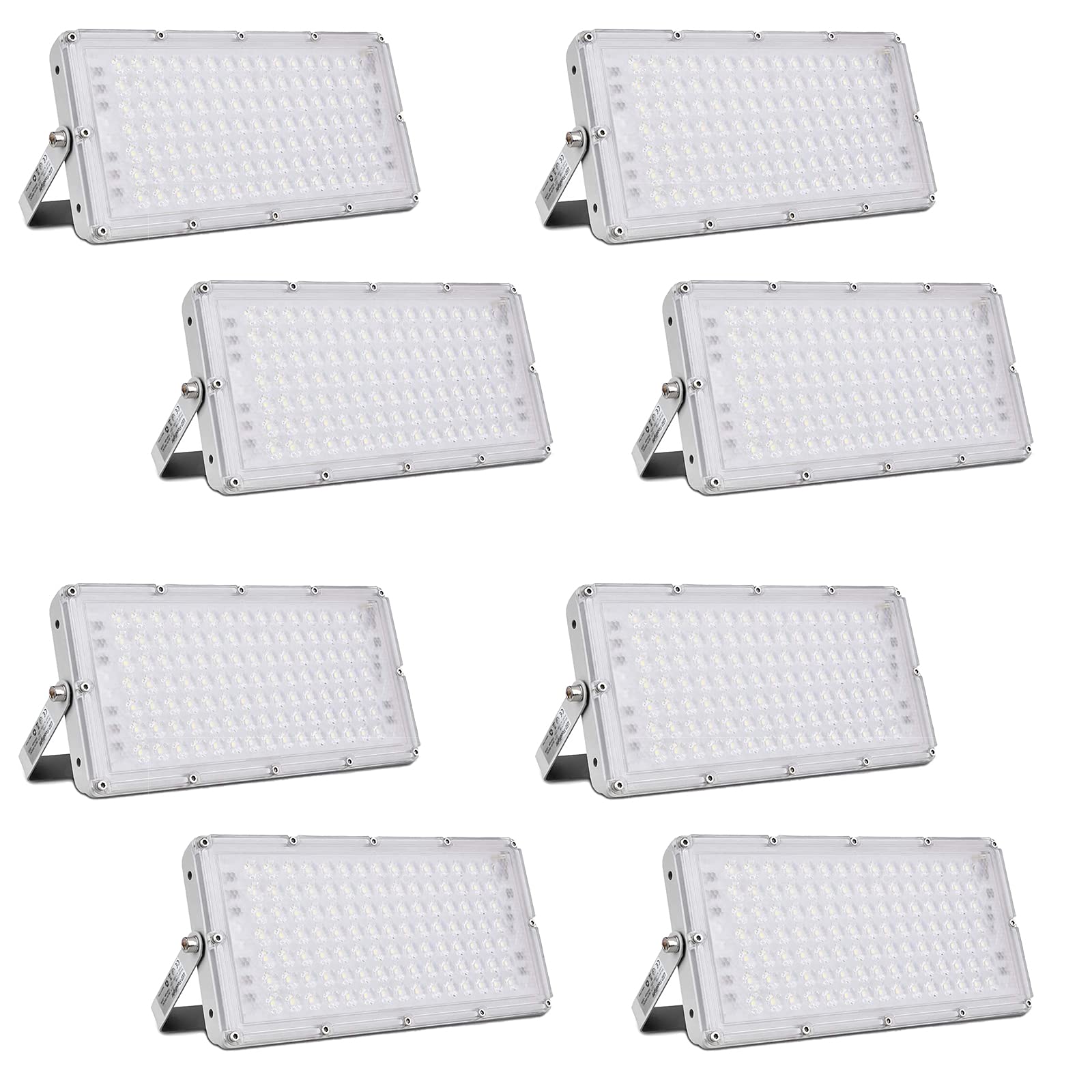8Pcs 100W LED Flood Lights Outdoor Waterproof IP65 - 9000LM 3000K Warm White Security Lighting for Stadium, Yard, Street, Parking, Garage - Durable Landscape & Wall Lights for Enhanced Safety & Ambiance