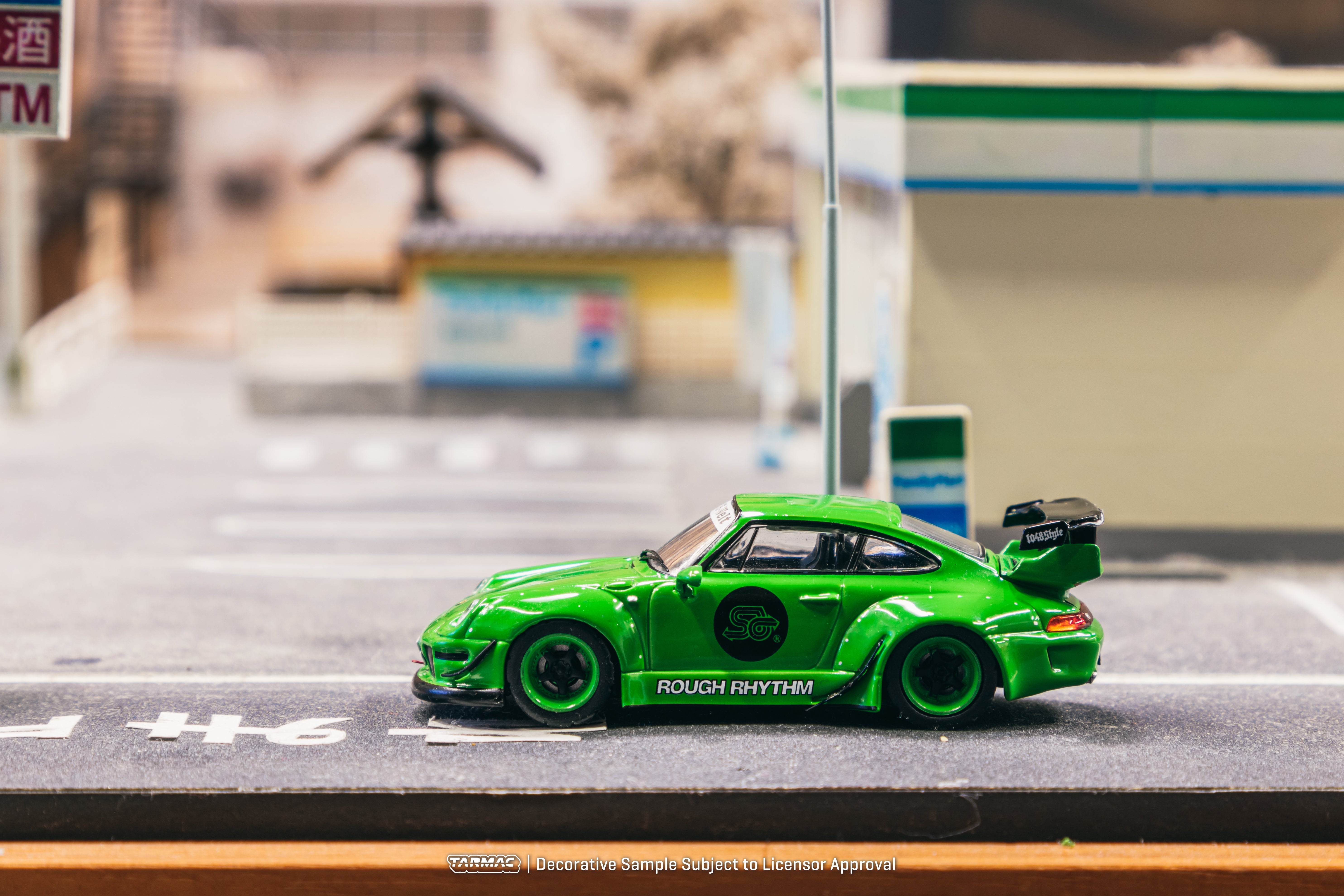 Tarmac Works 1/64 RWB 993 Rough Rhythm Fuel Fest Student Driver Diecast Model Car - Collectible Hobby 64 Scale for Display & Racing Enthusiasts