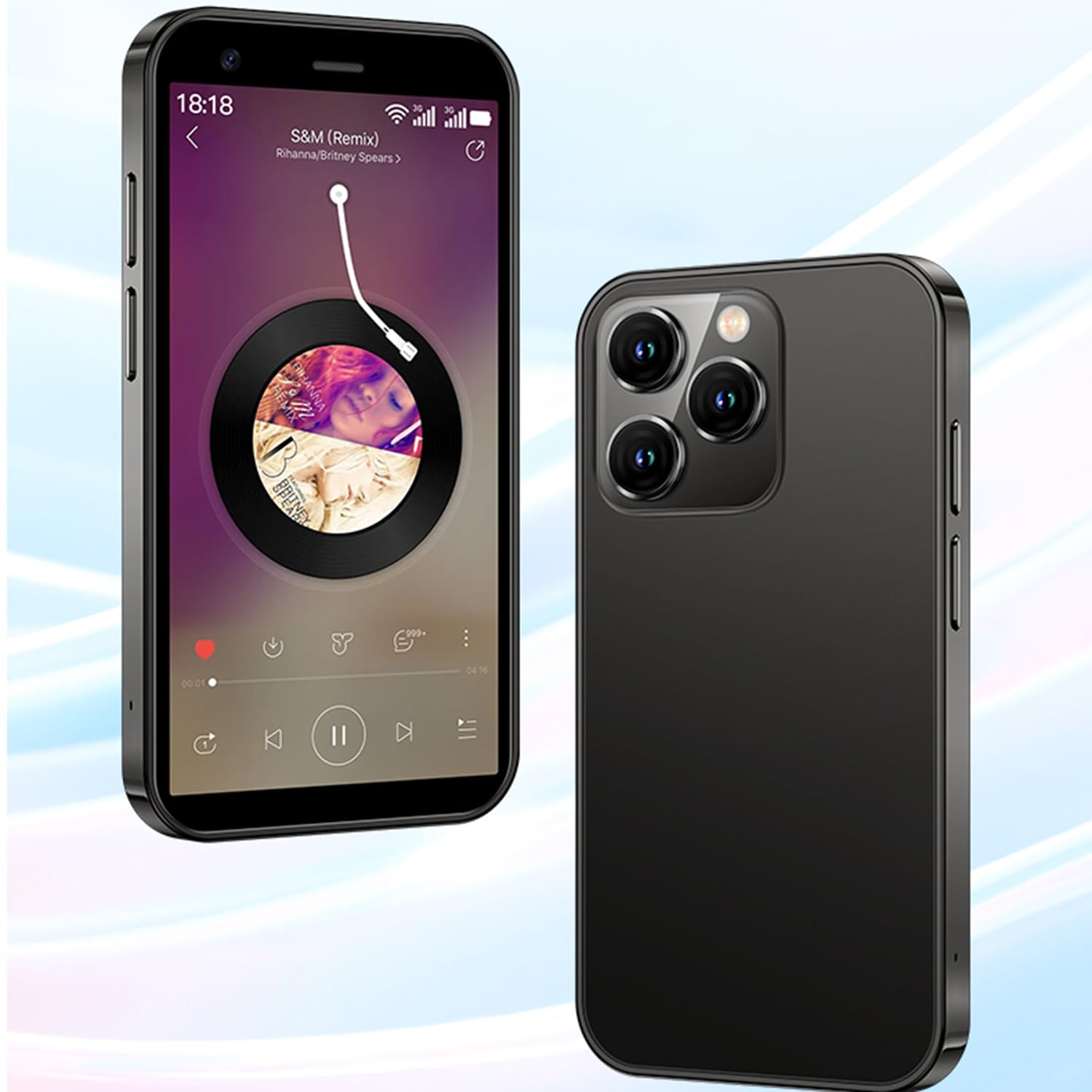World's Smallest 3.0 Inch Mini Smartphone - Android 8.1 Quad Core Unlocked 3G WiFi GPS Dual SIM Phone (2GB RAM 16GB ROM, Black) - Perfect Pocket-Sized Phone for Kids, Travel & Emergency Use