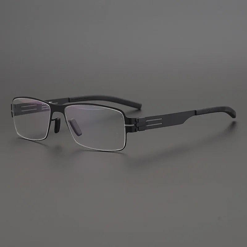 Black Unisex Full Rim Square Screwless Steel Eyeglasses Frame 4294 - Stylish & Durable for Work, Reading & Everyday Wear