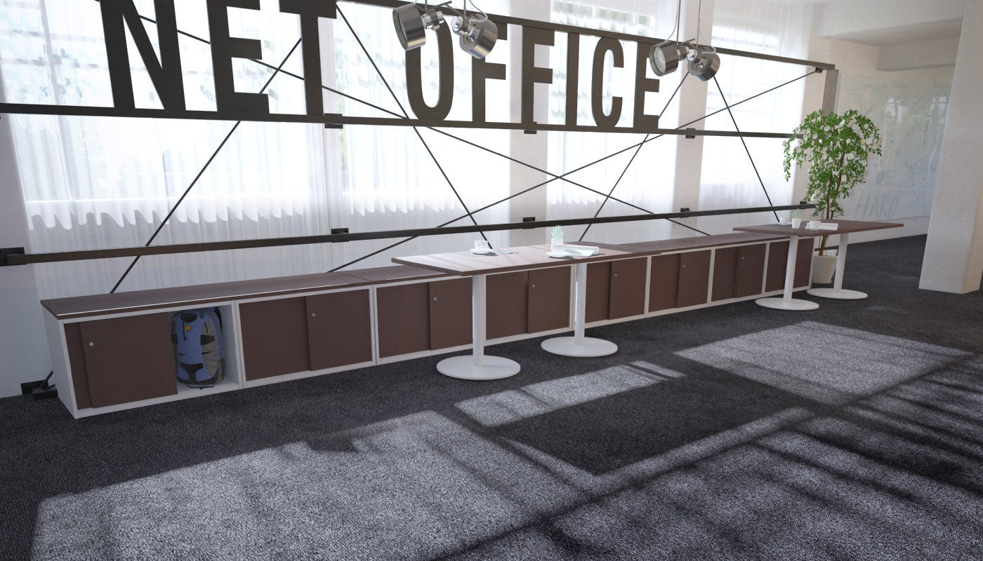 Modern 4-Door Sliding Credenza Cabinet with Low Profile Design - Perfect for Home Office, Living Room, and Bedroom Storage