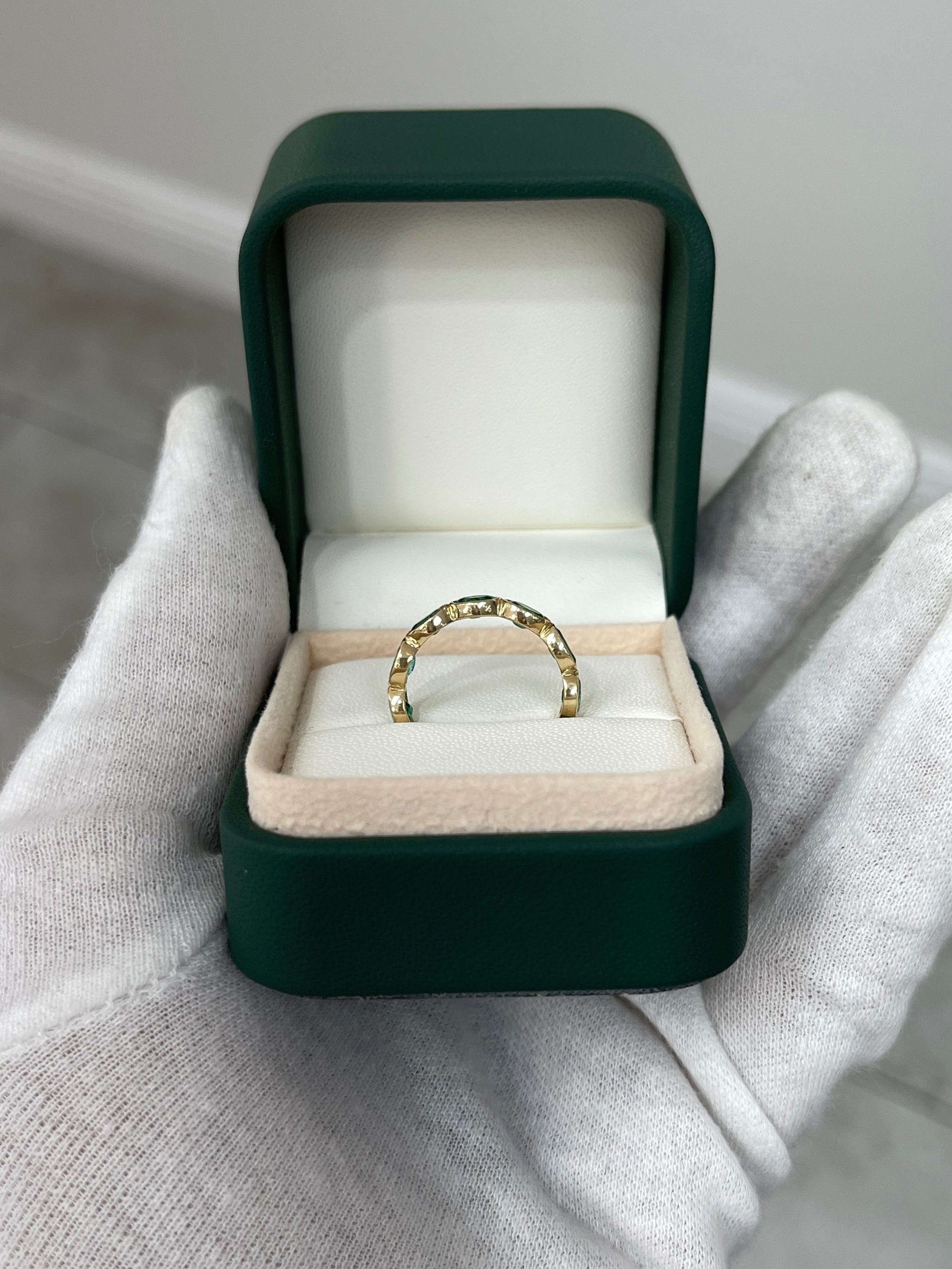 2.30tcw Moval Marquise & Oval Emerald Cut Bezel Eternity Band Ring - 14K White/Yellow/Rose Gold - Size 5.25 - Wedding, Anniversary, Engagement, Gift for Her