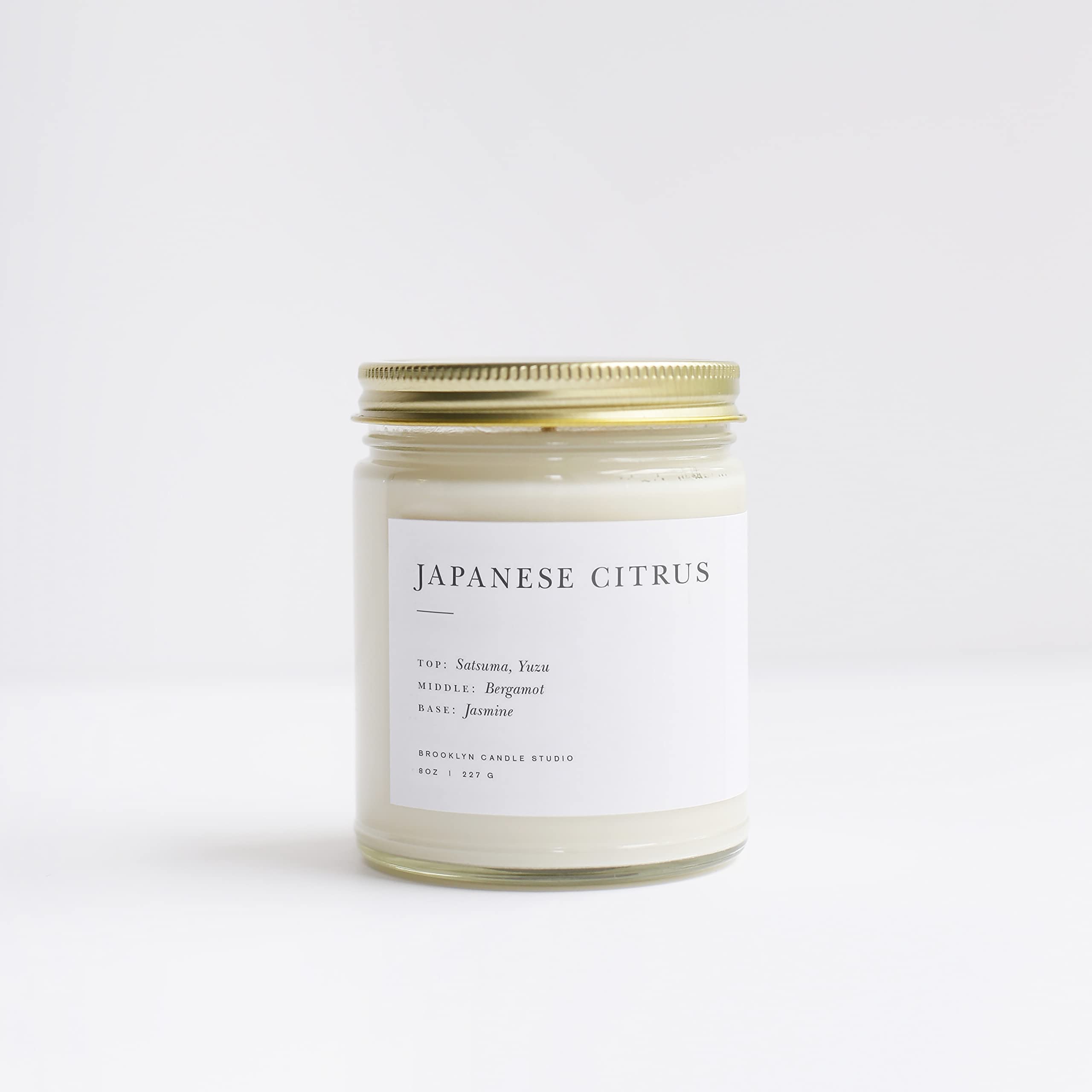 Brooklyn Candle Studio Japanese Citrus Soy Wax Candle - Vegan, Hand-Poured in USA, 50-Hour Burn Time - 7.5oz Luxury Scented Candle for Home, Office & Relaxation