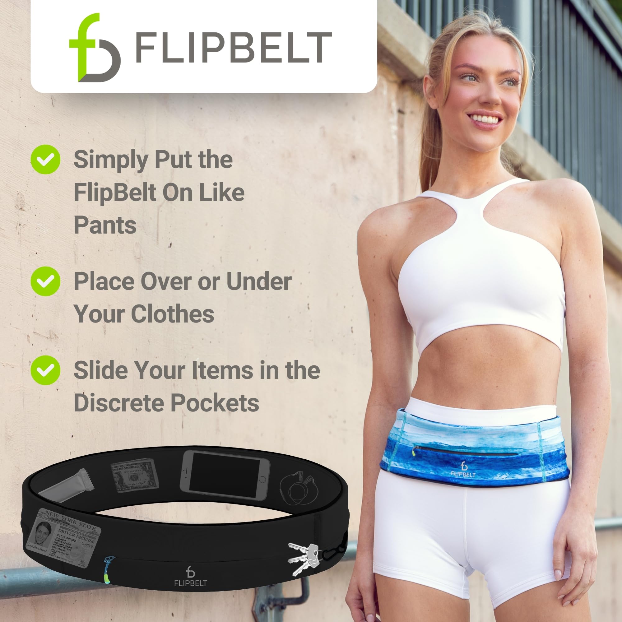 FlipBelt Zipper Running Belt - Adjustable Waist Pack for Fitness, Jogging & Hiking | Water-Resistant Sports Fanny Pack | Perfect for Phone, Keys & Essentials Storage | US Company | Ideal for Gym, Marathon & Outdoor Activities