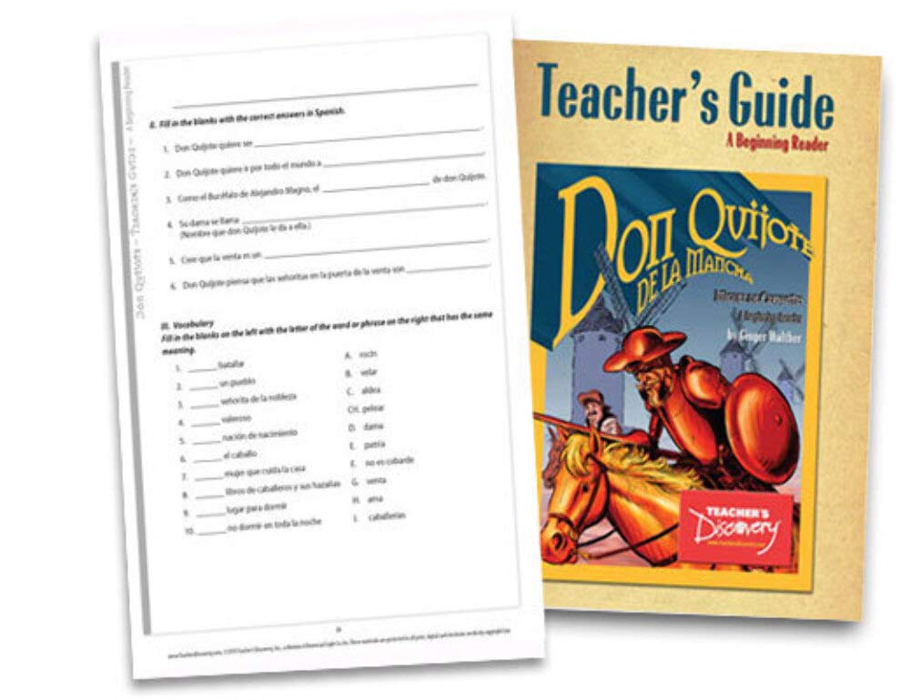 Teacher's Discovery Don Quixote Spanish Reader & Teacher's Guide - Beginner Spanish Learning Book for Classroom & Homeschool Education