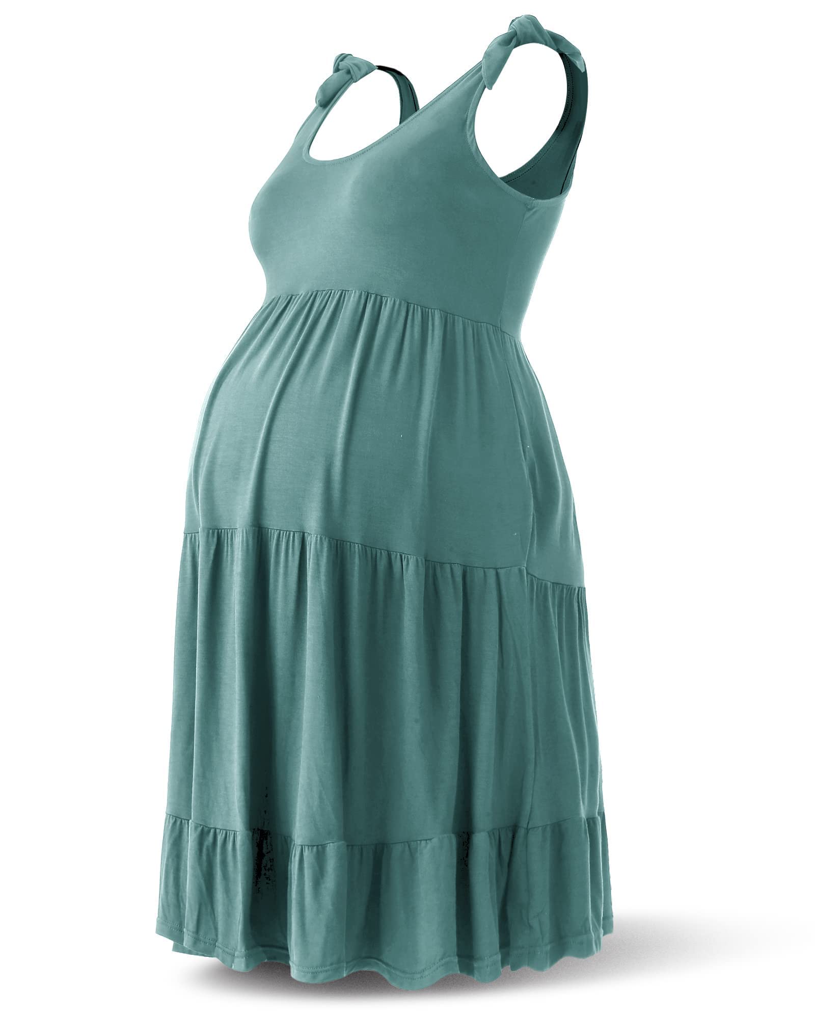 RNXRBB Summer Maternity Sundress - Casual Sleeveless Tank Dress for Pregnant Women | Beach Midi Dress for Vacation, Maternity Photoshoot & Outdoor Activities