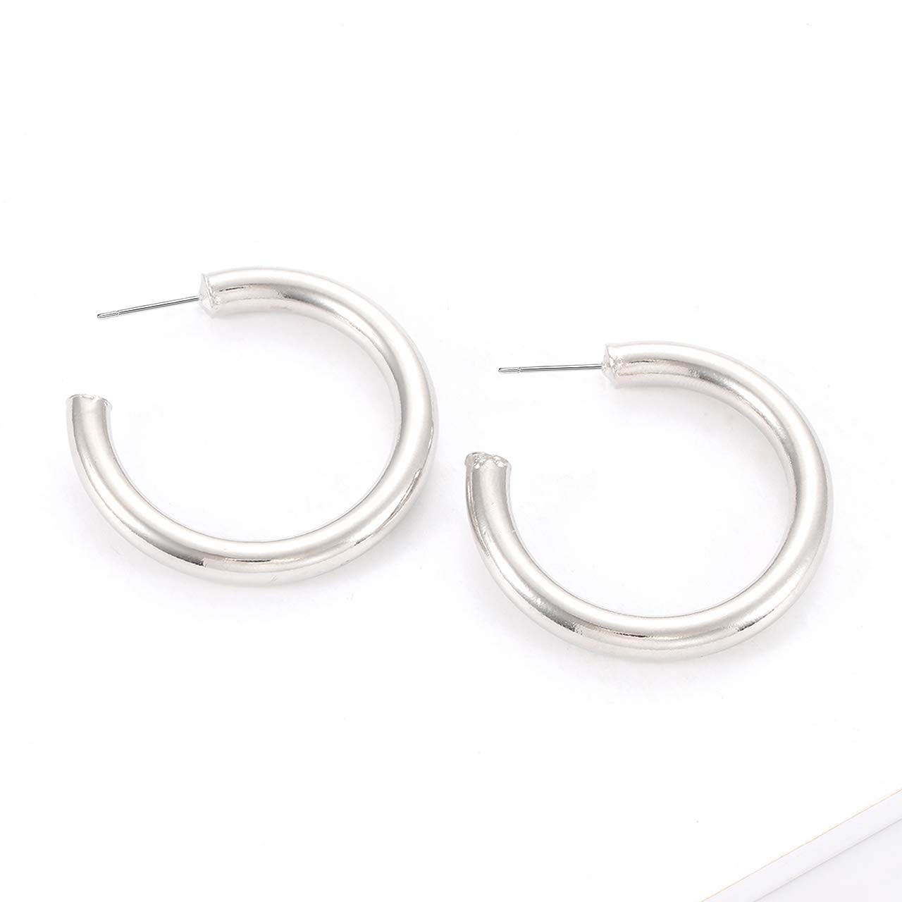 3 Pairs Chunky Open Hoop Earrings for Women - Lightweight Thick Circle Tube Earrings, Trendy Statement Jewelry Set for Girls | Perfect for Parties, Dating & Everyday Wear