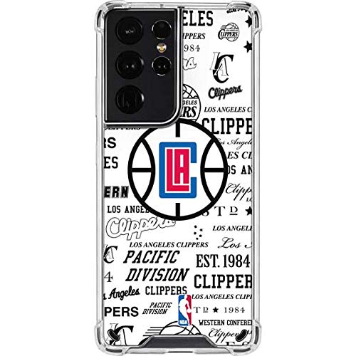 Officially Licensed NBA Los Angeles Clippers Blast Logos Clear Phone Case for Samsung Galaxy S21 Ultra 5G - Slim Protective Cover for Basketball Fans & Everyday Use
