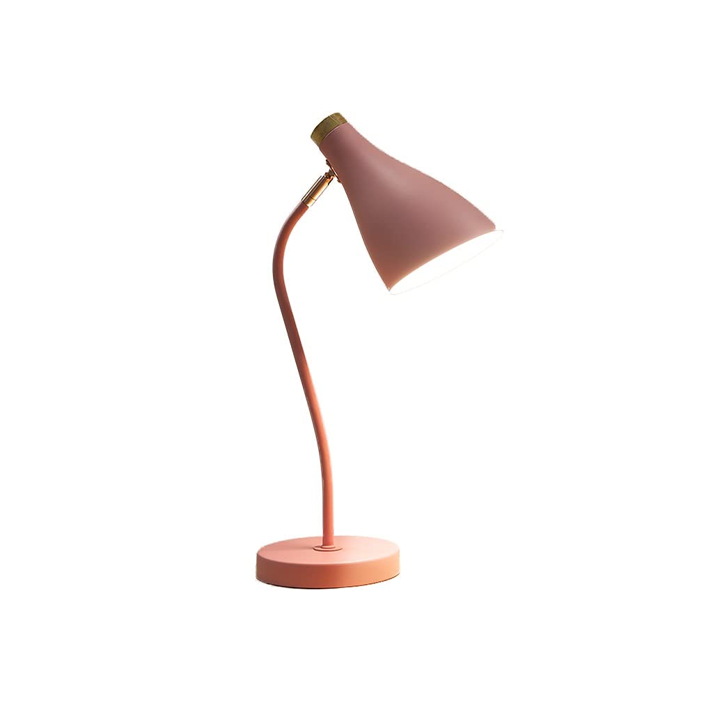 Nordic LED Desk Lamp - Modern Eye-Caring Reading Light for Bedroom, Study & Office | Adjustable Brightness Nightstand Lamp with USB Port (Pink) | Perfect for Late-Night Reading, Home Office Work & Bedside Lighting