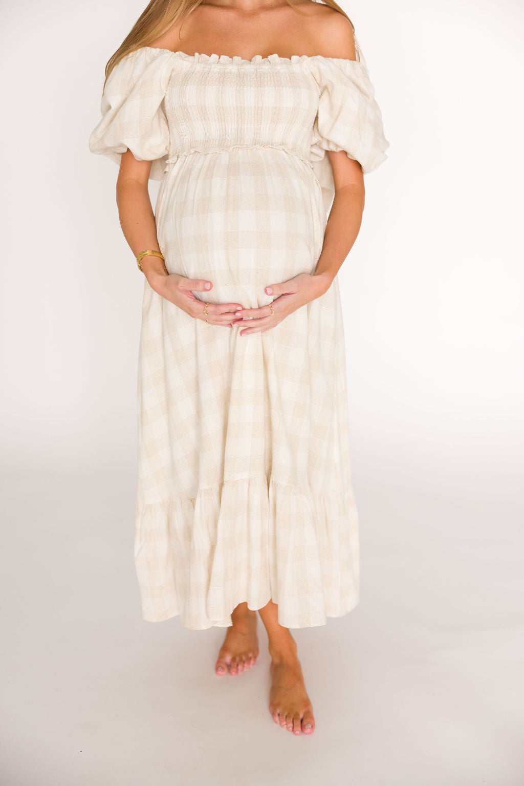 Addyson Maxi Dress - Natural Multi Color Cotton Linen Blend Maternity Dress | Bump Friendly & Inclusive Sizing | Perfect for Pregnancy, Beach Vacations & Summer Outfits