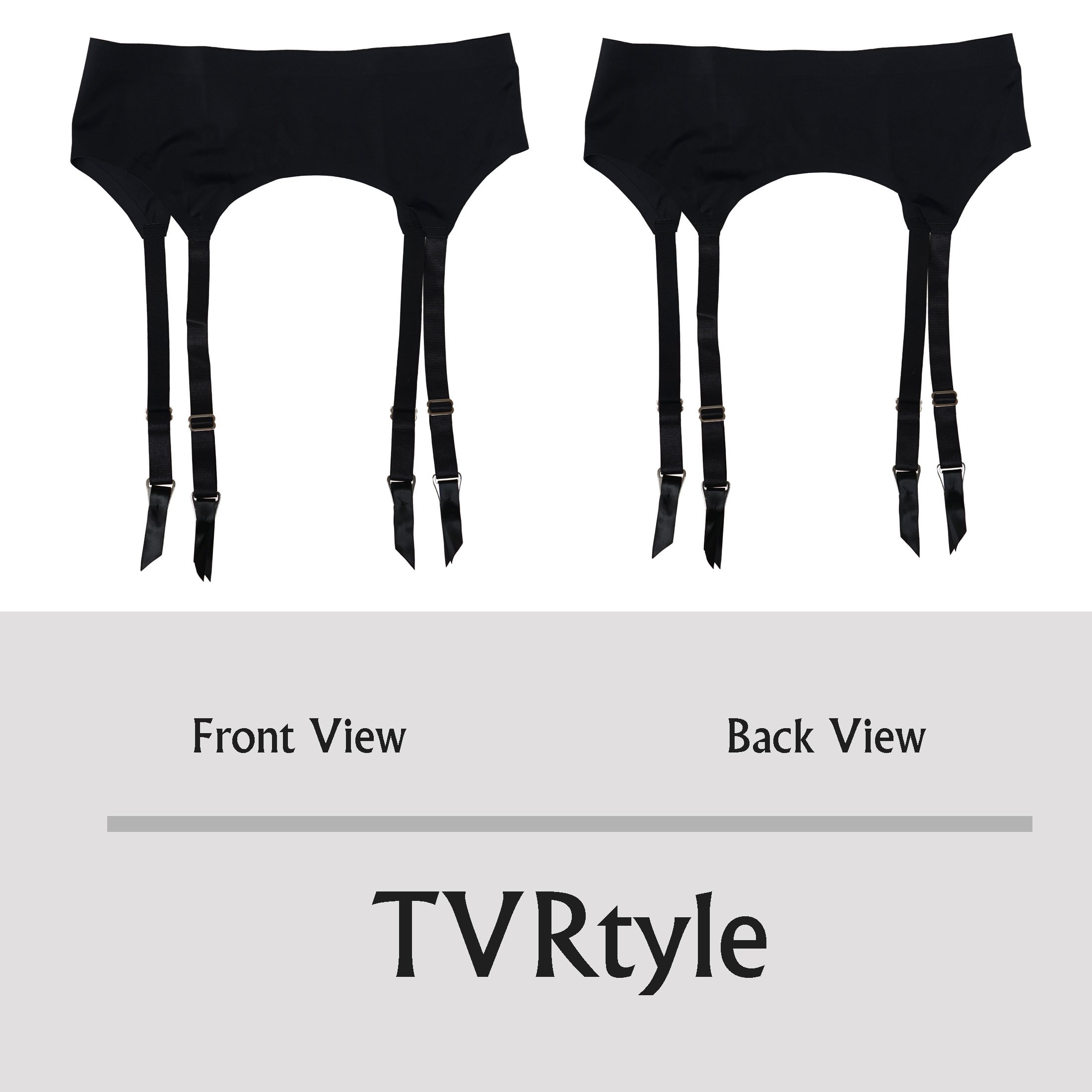 TVRtyle Women's Black Seamless 4-Wide Strap Garter Belt with Metal Buckles - Sexy Lingerie for Stockings & Thigh Highs - Perfect for Bridal, Boudoir & Special Occasions (S506B)