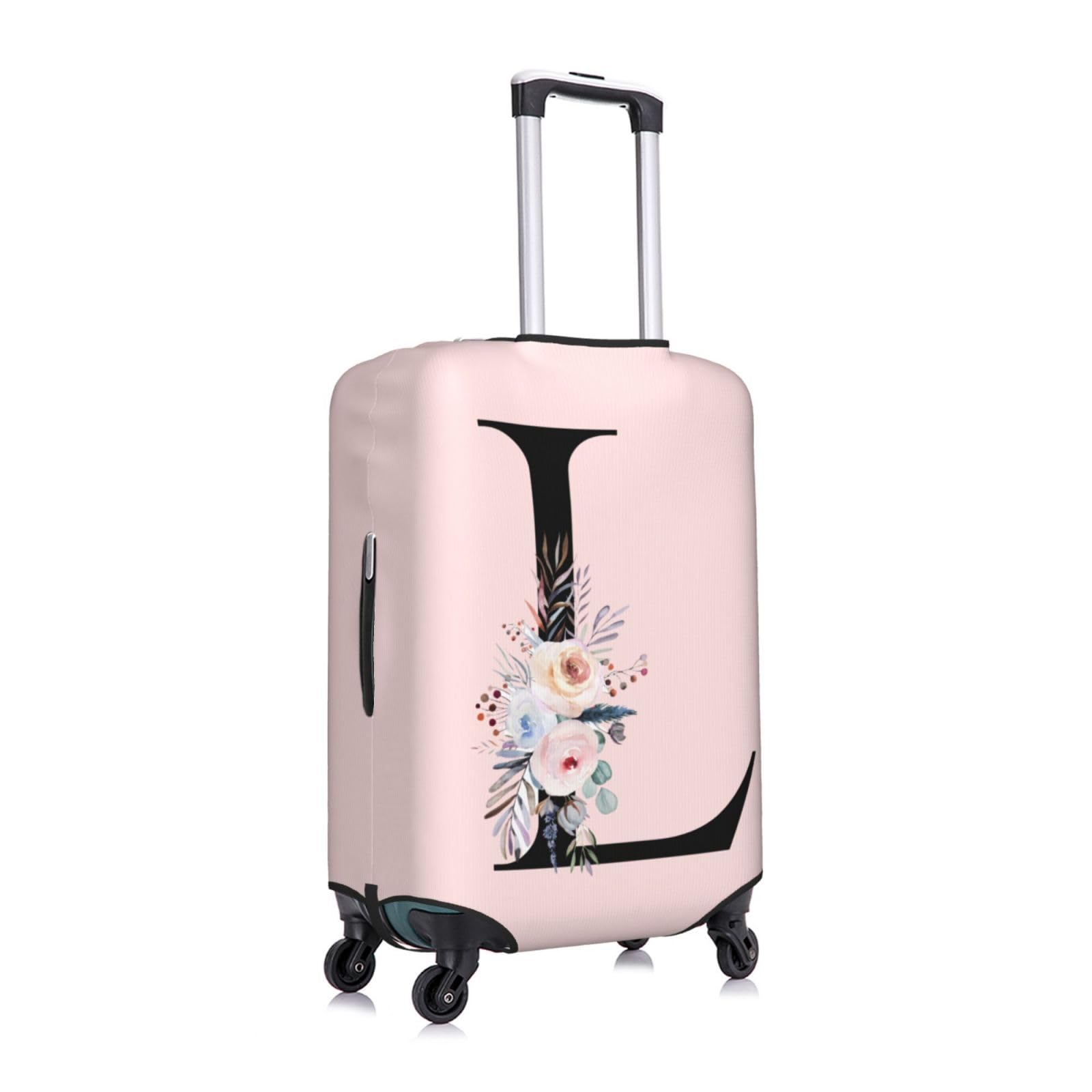 Spandex Travel Luggage Cover - Cute Pink Suitcase Protector with Boho Floral Design, Anti-Scratch & Dust-Proof Washable Sleeve for Kids & Adults (Fits 22-24 Inch Luggage) - Perfect for Airplane Travel, Vacation Trips & Suitcase Protection