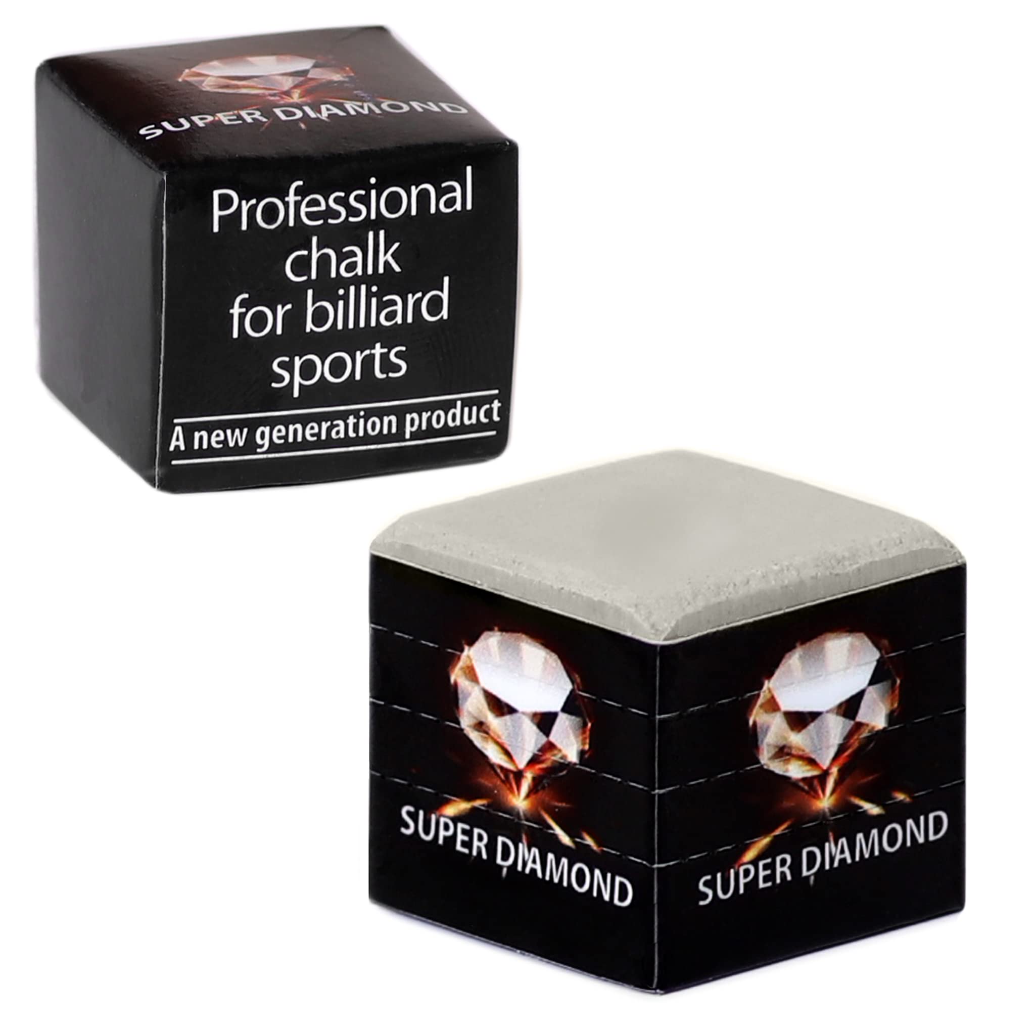 Premium Super Diamond Billiard Chalk - Grey - High Grip Pool Cue Chalk for Professional & Recreational Play - Perfect for Bars, Game Rooms & Home Pool Tables