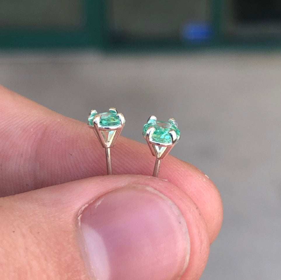 1.0tcw Oval Martini Emerald Stud Earrings in .925 Sterling Silver - Elegant Jewelry for Women, Perfect for Parties, Weddings & Everyday Wear