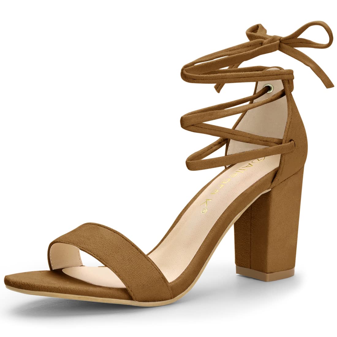 Allegra K Women's Strappy Tie-Up Chunky Heel Sandals - Sexy High Heel Open Toe Shoes for Party, Wedding & Night Out