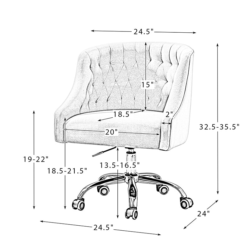 Penelope Velvet Tufted Office Chair - Ergonomic Executive Desk Chair with Lumbar Support - Perfect for Home Office, Gaming & Workspace Comfort