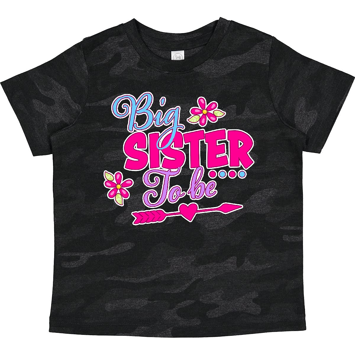 Inktastic Big Sister to Be with Flowers and Arrow Toddler T-Shirt - Cute Pregnancy Announcement & Sibling Gift for Baby Girls