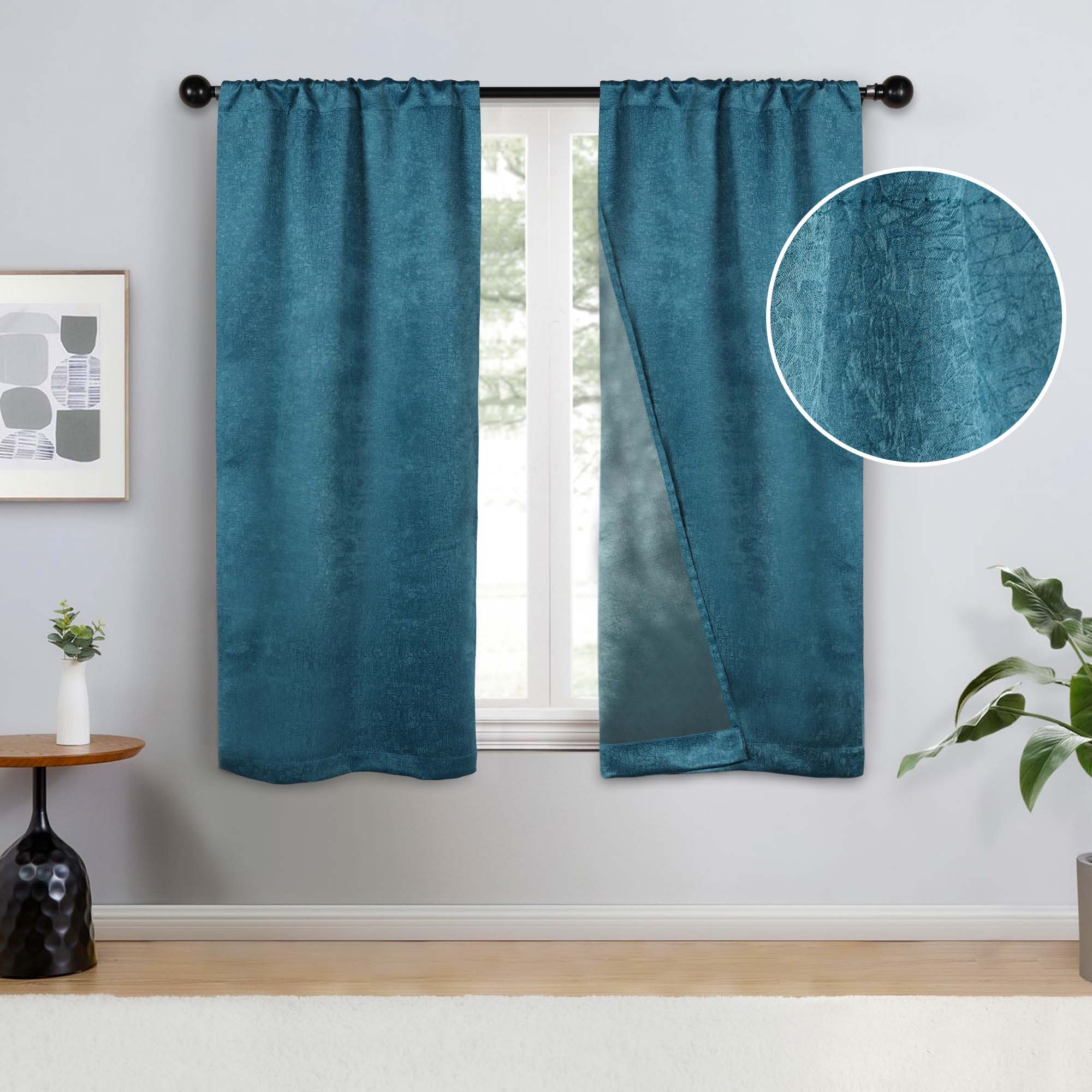 Senna Textured Blackout Curtains - Set of 2 Panels for Bedroom & Living Room - Noise Reducing & Light Blocking Window Drapes