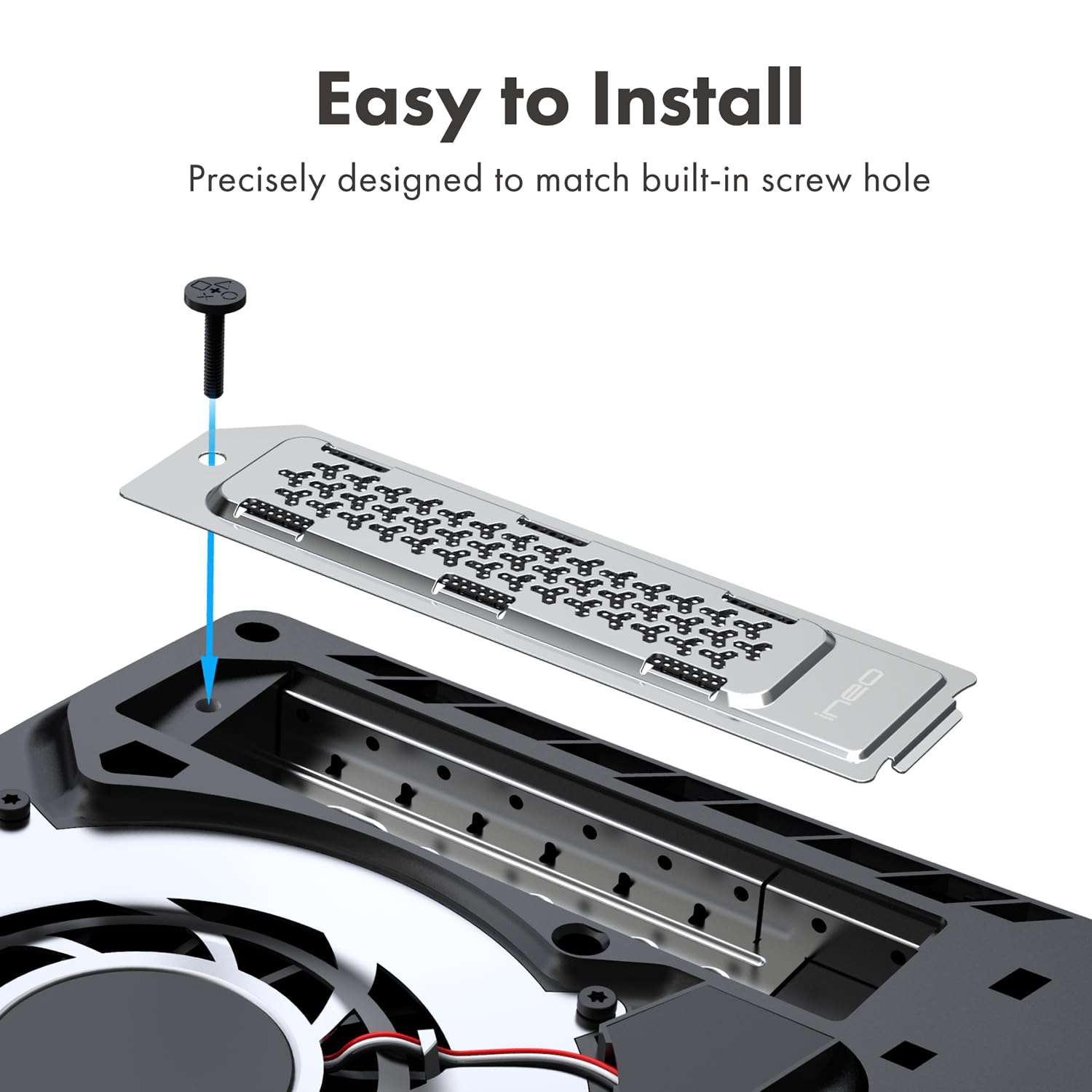 ineo PS5 M.2 SSD Heat Dissipation Cover - Silver | Compatible with PS5 Slim & PS5 Pro | Cooling Solution for Extended Gaming Sessions