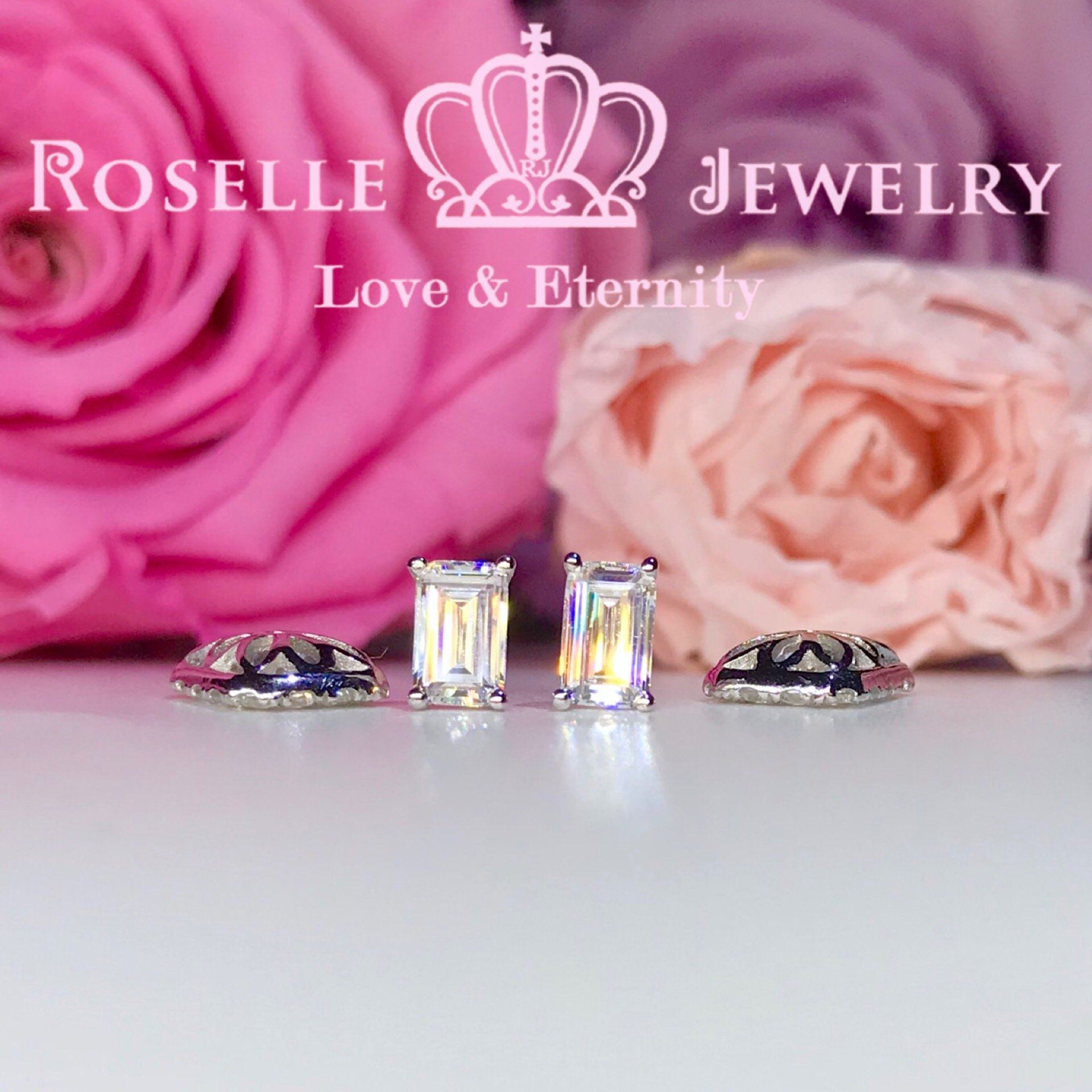 Emerald Cut Stud Earrings - Detachable 14K Gold Plated Dangle Earrings for Women | Perfect for Weddings, Parties & Everyday Elegance