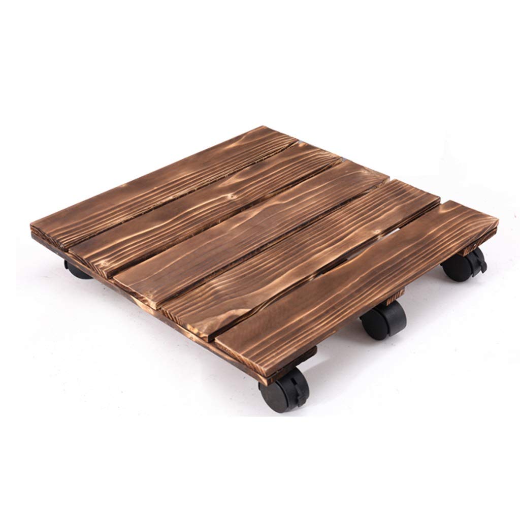 **Solid Wood Plant Caddy with Wheels - Square Thickened Bottom Roller Tray for Large Flower Pots - Mobile Plant Pot Saucer for Indoor/Outdoor Gardening & Easy Moving**
