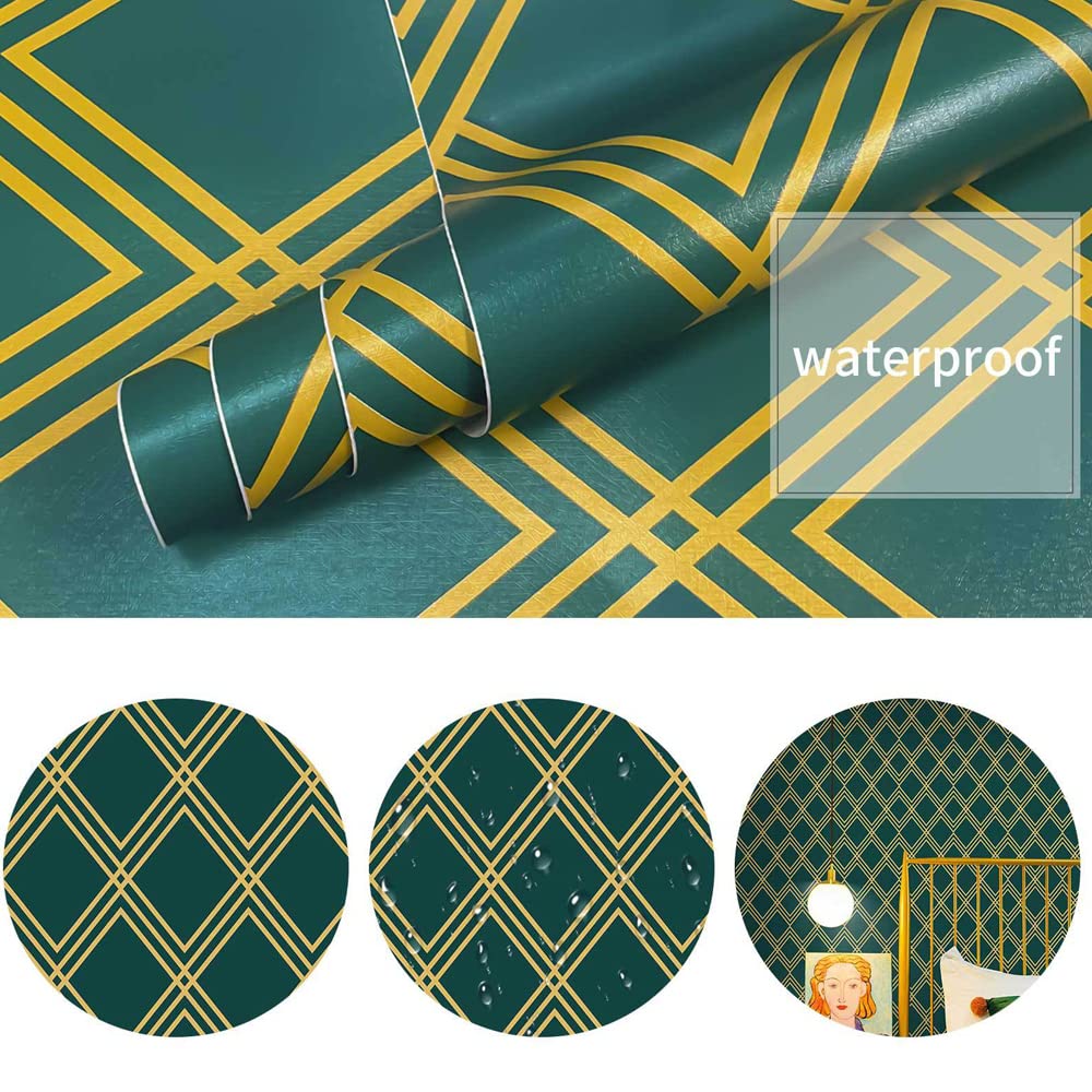 Green Plaid PVC Shelf Liner - Self-Adhesive Waterproof Drawer Liner (118x17.7