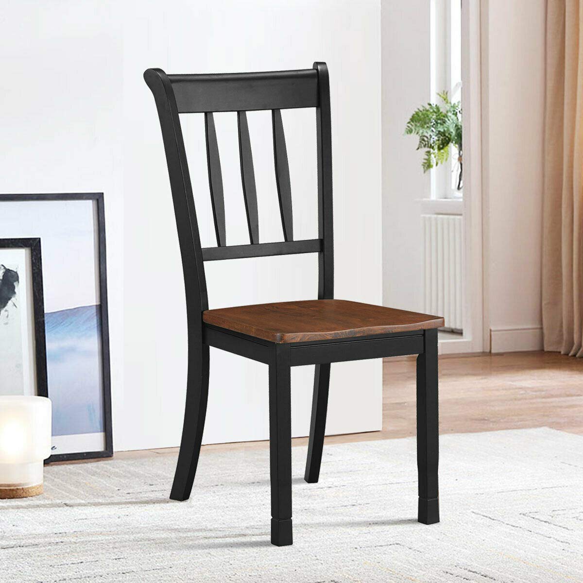 Ergonomic High Back Wood Dining Chairs - Classic Style, Sturdy & Durable, Easy to Clean - Set of 2 Black for Dining Room, Living Room, Bedroom, Restaurant - Perfect for Family Gatherings, Home Decor & Commercial Use