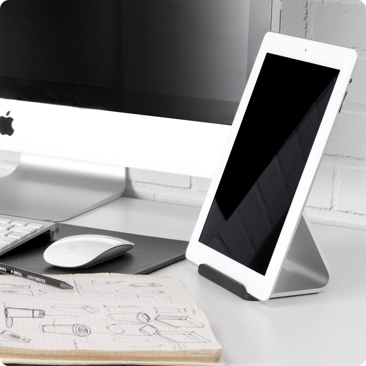 Bluelounge Mika Aluminum Laptop Stand - Adjustable Ergonomic Riser for MacBook, iPad, Notebook - Perfect for Home Office, Workstation & Travel Use