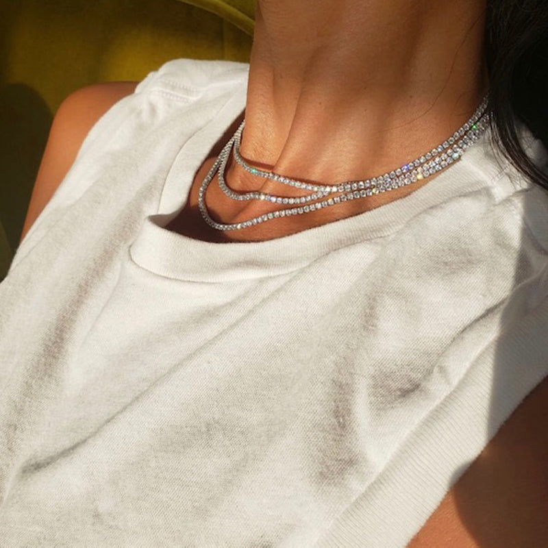 Tennis Necklace for Women - Elegant Diamond-Cut Cubic Zirconia Tennis Chain | Perfect for Weddings, Parties & Everyday Glamour