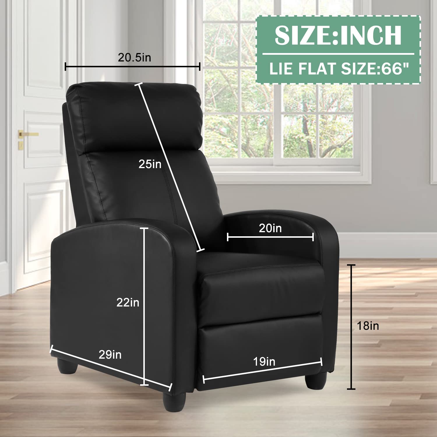PU Leather Massage Recliner Chair for Adults - Ergonomic Home Theater Reclining Sofa with Padded Seat & Backrest - Perfect for Living Room, Home Theater & Lounge Relaxation