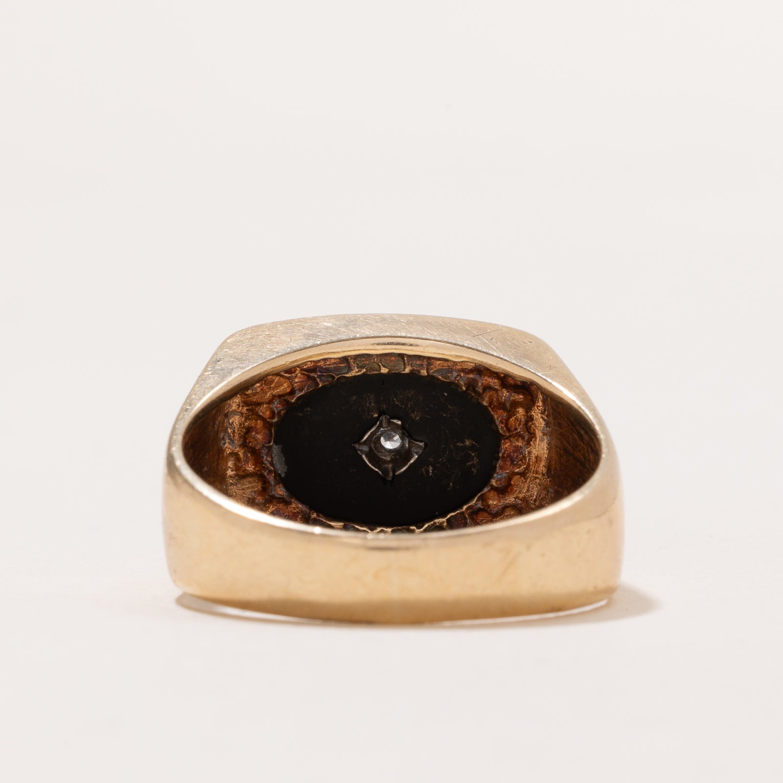 Elegant Oval Onyx & Diamond Signet Ring - 2.80ct Black Onyx & 0.02ct Diamond - Size 10.5 - Perfect for Formal Events & Luxury Gifts