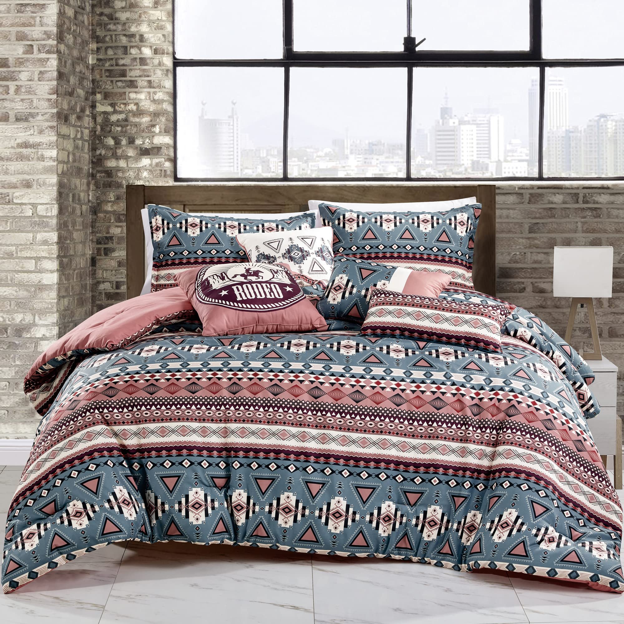 Luxury 7-Piece Full/Queen Comforter Set with Shams & Cushions - Modern Elegant Bedding Collection for Master Bedroom Decor (22271V, KYLA) | Soft & Breathable Bed in a Bag for All-Season Comfort