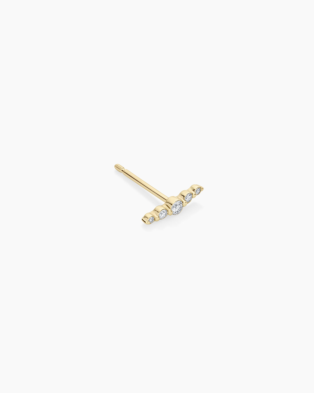Elle Diamond Row Single Stud Earrings - 14K Gold Plated Cubic Zirconia Stud Earrings for Women | Perfect for Everyday Wear, Parties & Special Occasions
