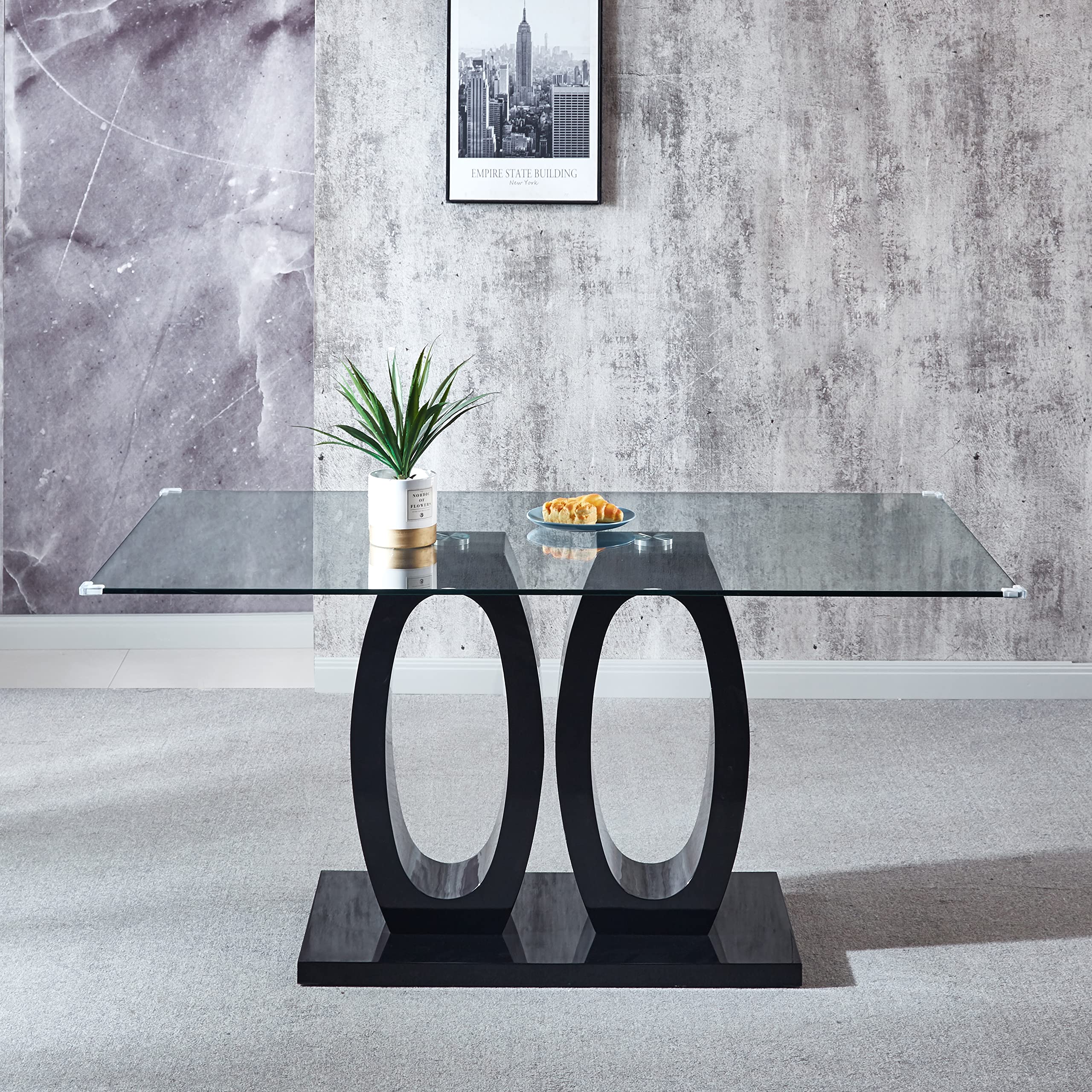 Modern Glass Top Dining Table for 6 - 63