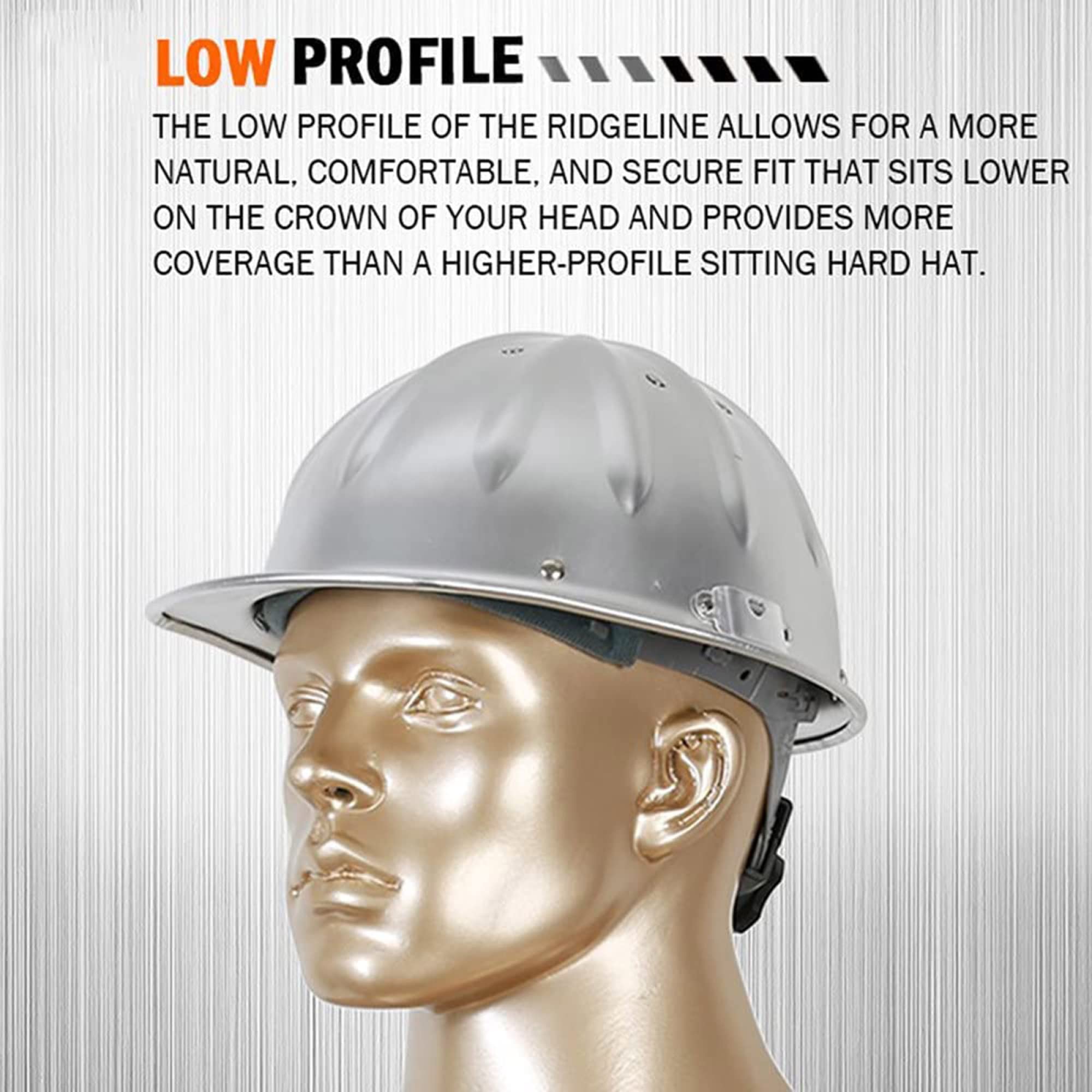 Durable Safety Helmet with Brim Design & Top Reinforcement Plate - 4-Point Ratchet Suspension Hard Hat in Aluminum Alloy for Head Protection | Construction, Industrial Work & Outdoor Safety Gear